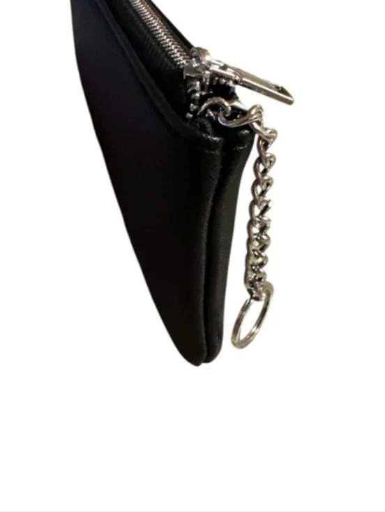 PRADA Black Saffiano Leather Polished Silver Zipper Pouch. - Picture 4 of 11